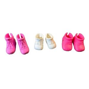 Barbie Chelsea Doll Shoes Lot Pink Moccasins Sneakers White Accessories Clothes